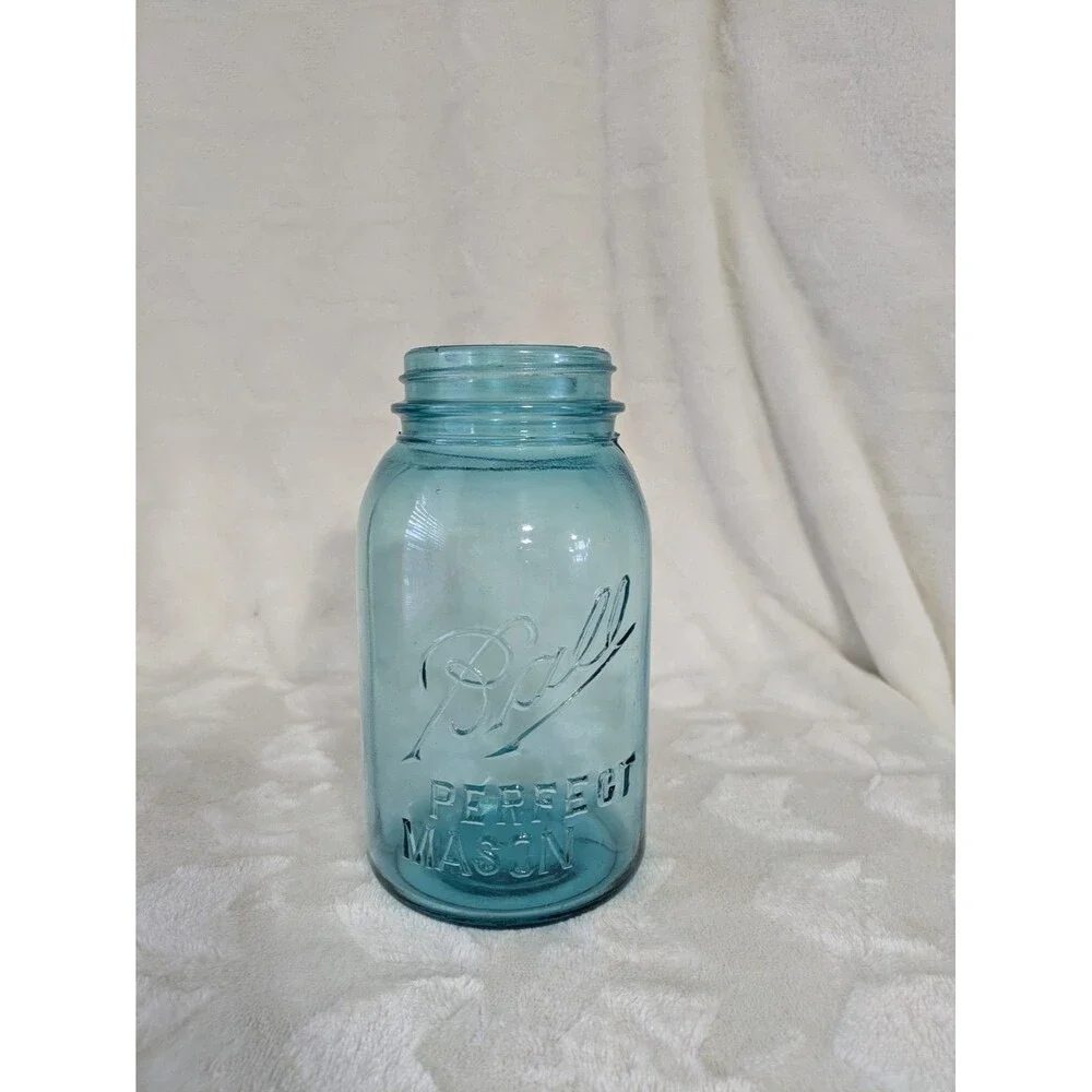 Vintage Ball Perfect Mason Blue Quart Mason #3 Jar 1923-1933